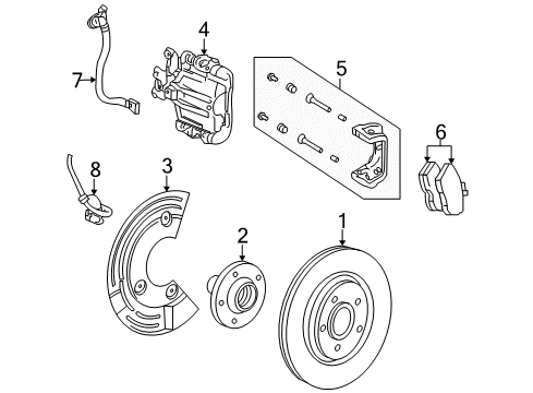 2006 Mercury Montego Anti-Lock Brakes Caliper Diagram for 6F9Z-2553-AB