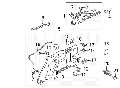 2022 Mitsubishi Outlander Interior Trim - Quarter Panels Bulb Diagram for MS820090