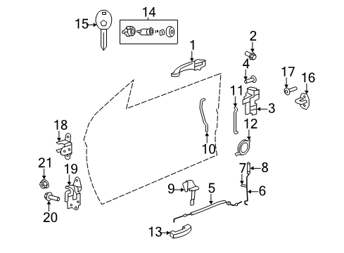 2008 Chrysler Sebring Front Door Handle-Door Release Diagram for 68018987AA