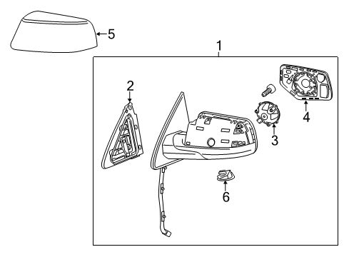 2015 Chevrolet Tahoe Mirrors Mirror Assembly Diagram for 23464430