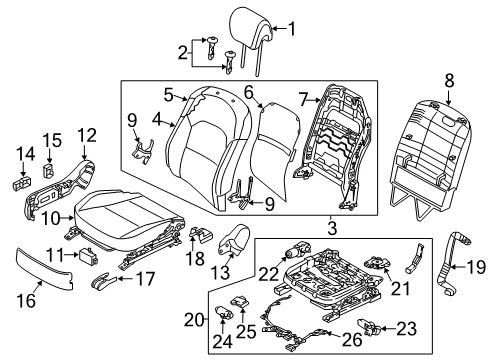 2014 Kia Cadenza Passenger Seat Components Cushion Assembly(W/O Track Diagram for 882003RAX1GXS
