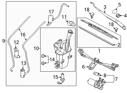 2012 Kia Sportage Wiper & Washer Components Drive Windshield Wiper Blade Assembly Diagram for 983513W000