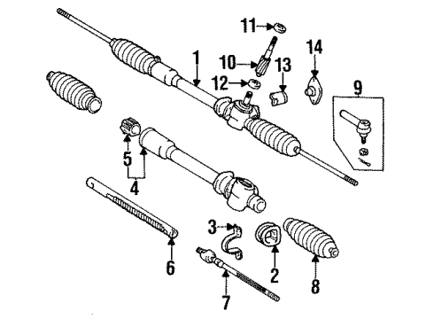 1994 Toyota Corolla P/S Pump & Hoses, Steering Gear & Linkage Inner Tie Rod Diagram for 45503-19205