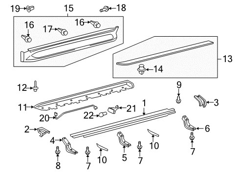 2011 Lexus LX570 Exterior Trim - Pillars, Rocker & Floor Step Cover Clip Diagram for 75867-30130