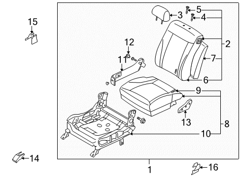 2005 Kia Amanti Power Seats Cushion Assembly-Front Seat, R Diagram for 882003F431NF2