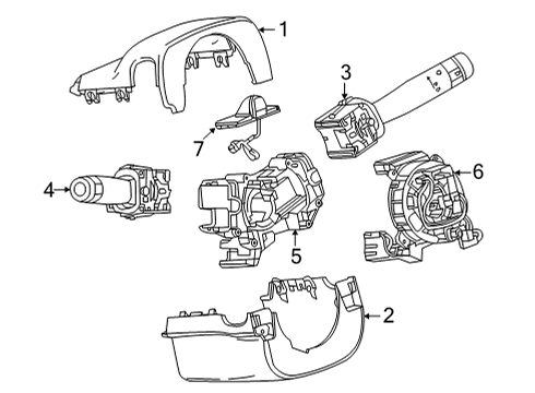 2022 Cadillac CT4 Shroud, Switches & Levers Wiper Switch Diagram for 13545696