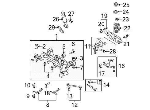 2008 Hyundai Santa Fe Rear Suspension Components, Lower Control Arm, Upper Control Arm, Stabilizer Bar Rear Shock Absorber Assembly Diagram for 55310-2B101