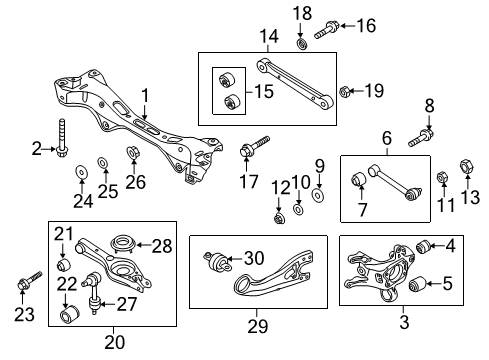 2015 Kia Optima Rear Suspension, Lower Control Arm, Upper Control Arm, Stabilizer Bar, Suspension Components Bolt Diagram for 554484C000