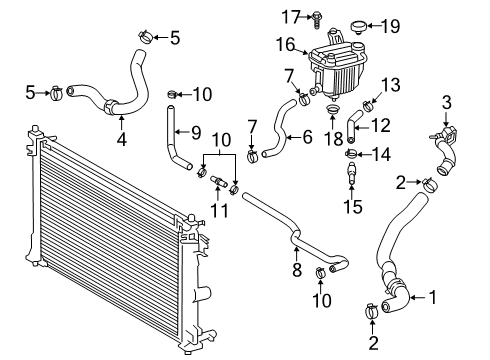 2019 Toyota Corolla Radiator & Components Lower Hose Diagram for 16571-24060