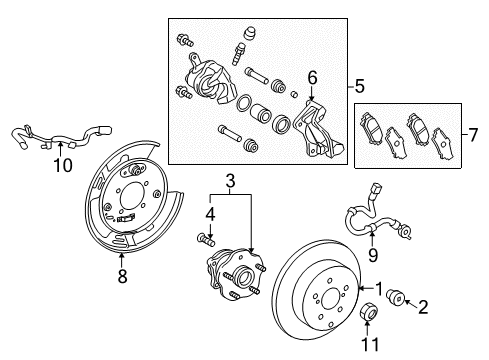 2010 Lexus RX450h Anti-Lock Brakes Mounting, Disc Brake Cylinder, LH Diagram for 47822-48100