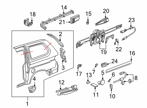 2002 Honda Odyssey Sliding Door Adapter, Fuel Cap Diagram for 63915-S0X-A00ZZ