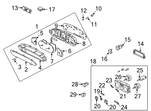 2002 Hyundai Elantra A/C & Heater Control Units Cluster Assembly-Instrument(Mph) Diagram for 94011-2D021