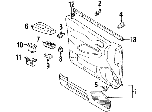1998 Mercury Tracer Front Door Belt Weatherstrip Diagram for F7CZ-5421457-AA
