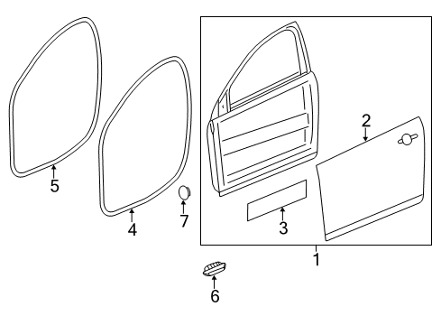 2014 Chevrolet Volt Front Door Weatherstrip On Body Diagram for 20993866