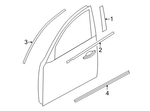 2015 Infiniti QX70 Exterior Trim - Front Door MOULDING - Front Door, LH Diagram for 80871-6WY0A