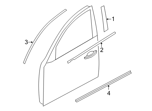 2009 Infiniti FX35 Exterior Trim - Front Door Moulding Assy-Front Door Outside, RH Diagram for 80820-1CA0A