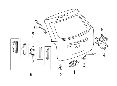 2010 Chevrolet Equinox Lift Gate Module Bracket Diagram for 20844865