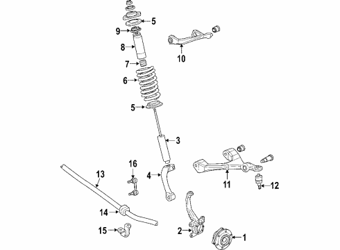 2003 Chevrolet SSR Front Suspension Components, Lower Control Arm, Upper Control Arm, Stabilizer Bar Hub & Bearing Diagram for 19259798