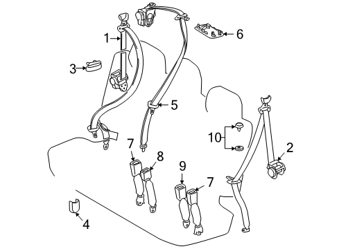 2010 Toyota Land Cruiser Seat Belt Anchor Cover Diagram for 73233-60020-B0