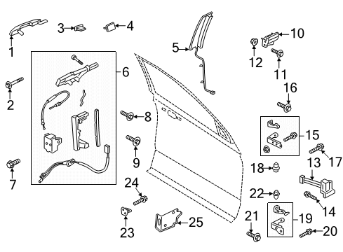 2019 Lincoln Navigator Front Door - Lock & Hardware Latch Diagram for KL7Z-78219A65-A