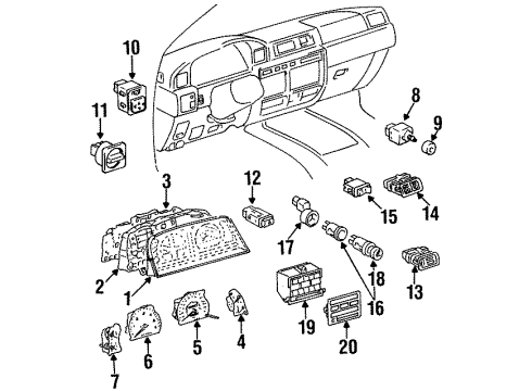1996 Toyota Land Cruiser A/C & Heater Control Units Dash Control Unit Diagram for 55900-60120
