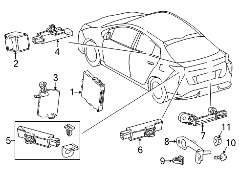 2018 Toyota Prius Prime Keyless Entry Components Antenna Bracket Diagram for 89964-47010