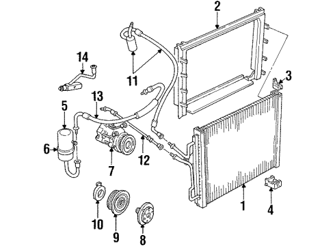 1995 Mercury Grand Marquis Air Conditioner Condenser Diagram for F7VZ-19712-AB