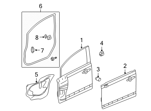 2007 Honda Civic Front Door Weatherstrip, R. FR. Door Diagram for 72310-SNE-A01