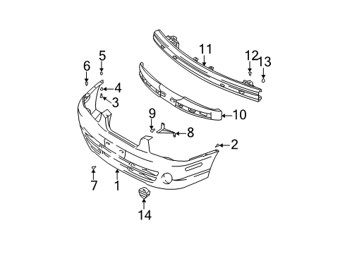 2001 Hyundai Elantra Front Bumper Absorber-Front Bumper Energy Diagram for 86520-2D000
