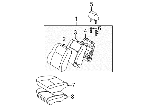 2004 Toyota Corolla Front Seat Components Seat Back Assembly Diagram for 71040-02100-B0