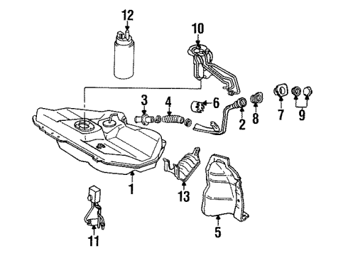 1994 Toyota Paseo Senders Bracket Sub-Assembly, Fuel Pu Diagram for 23206-11160