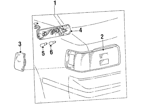 1987 Toyota Celica Tail Lamps Lens Diagram for 81751-20070