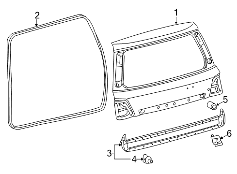 2016 Toyota Land Cruiser Lift Gate - Gate & Hardware Lift Gate Diagram for 67005-60J51