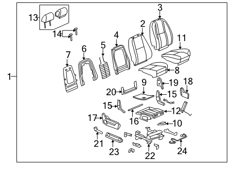 2009 GMC Sierra 1500 Front Seat Components Cover-Driver Seat Back Cushion *Light Ttnum Diagram for 20758023