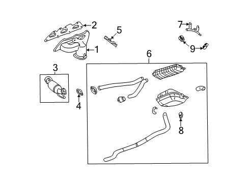 2004 Cadillac CTS Exhaust Components Converter Gasket Diagram for 25736235