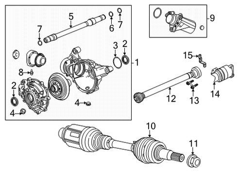 2022 Cadillac CT4 Carrier & Front Axles Carrier Assembly Diagram for 84547504