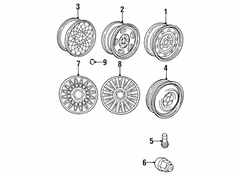 1995 Chrysler New Yorker Wheels, Covers & Trim Aluminum Wheel Diagram for JG99MA8