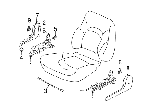 2004 Hyundai Sonata Tracks & Components Cover Assembly-Front Seat Inner, RH Diagram for 88280-38002-LK