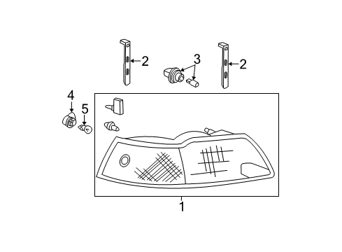 2001 Ford Mustang Headlamps Headlamp Assembly Retainer Bracket Diagram for XR3Z-13N020-AA
