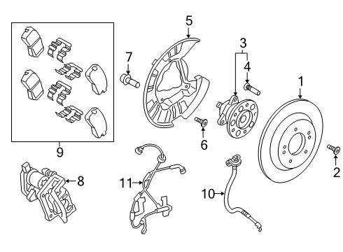 2019 Hyundai Kona Electric Brake Components Brake Assembly-RR Wheel, LH Diagram for 58210-K4000