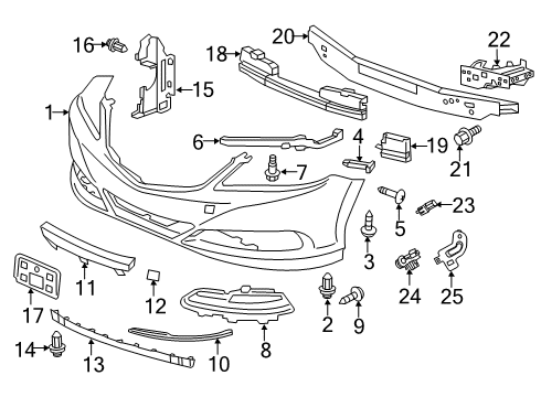 2015 Acura RLX Front Bumper Bracket, Ambient Sensor Diagram for 80521-TY2-A00
