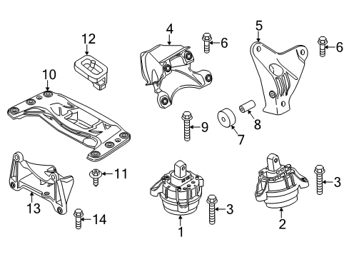 2014 BMW 535i Engine & Trans Mounting Gearbox Supporting Bracket Diagram for 22316781240