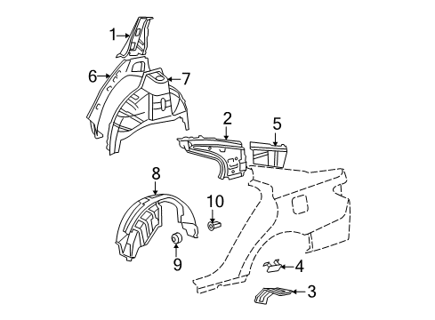 2008 Lexus ES350 Inner Structure - Quarter Panel Bracket, Assist Grip Diagram for 61235-33050