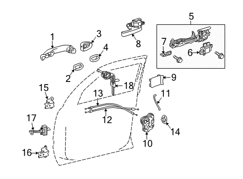 2014 Toyota Land Cruiser Front Door - Lock & Hardware Handle, Outside Diagram for 69210-60100-A2