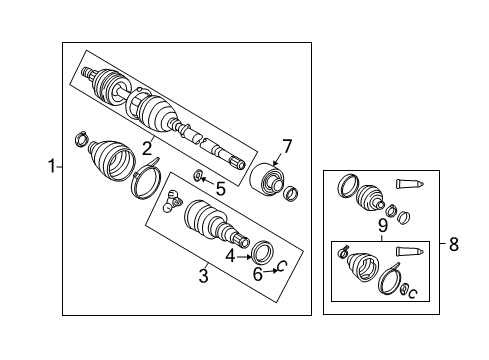 2013 Scion xD Drive Axles - Front Axle Assembly Diagram for 43420-52250