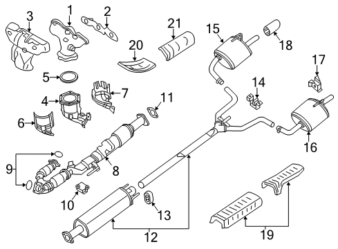 2017 Nissan Altima Exhaust Components, Exhaust Manifold Exhaust Manifold Assembly Diagram for 14002-JA10A