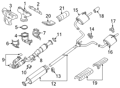 2017 Nissan Altima Exhaust Components, Exhaust Manifold Exhaust, Main Muffler Assembly Diagram for 20100-3NT1C
