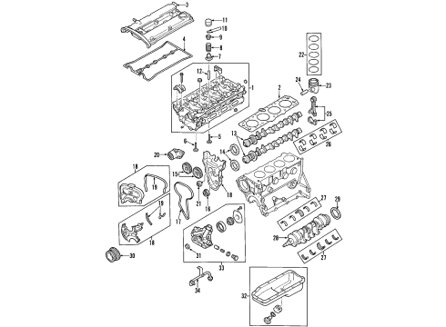 2004 Chevrolet Aveo Engine Parts, Mounts, Cylinder Head & Valves, Camshaft & Timing, Oil Pan, Oil Pump, Crankshaft & Bearings, Pistons, Rings & Bearings Mount Diagram for 96535499