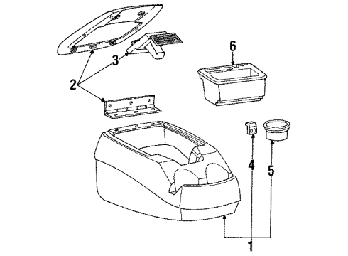1995 Ford Bronco Center Console Cup Holder Diagram for F2TZ-1513562-A
