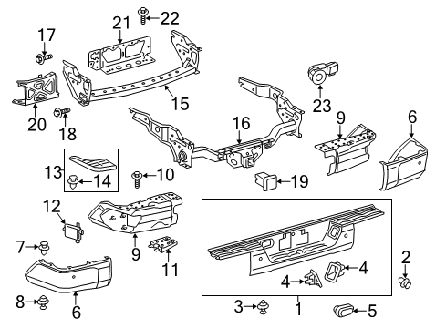 2020 Toyota Tundra Rear Bumper Side Reinforcement Diagram for 52153-0C040